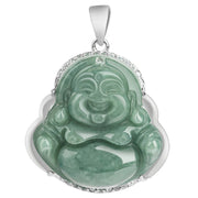Buddha Stones 925 Sterling Silver Laughing Buddha Jade Abundance Necklace Chain Pendant Necklaces & Pendants BS 12