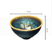 Buddha Stones Vintage Handmade Chinese Jianzhan Blue Colorful Glaze Ceramic Teacup Ceramic Kung Fu Tea Cup