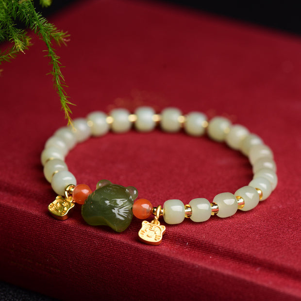 Buddha Stones Chinese Zodiac Lucky Tiger Jade Abundance Bracelet Bracelet BS 3