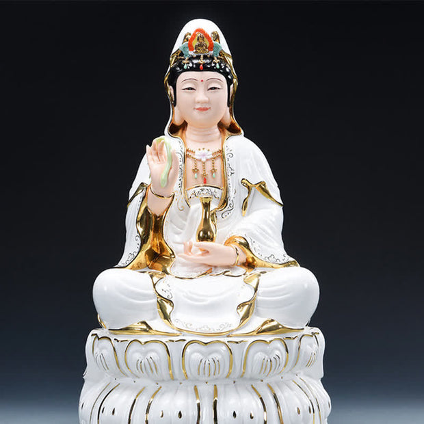 Buddha Stones Chenrezig Bodhisattva Avalokitesvara Success Ceramic Statue Home Decoration Decorations BS 31.5*19cm