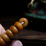Buddha Stones Tibet 108 Mala Beads Yak Bone Three-eyed Dzi Bead Keep Away Evil Spirits Bracelet Mala Bracelet BS 6