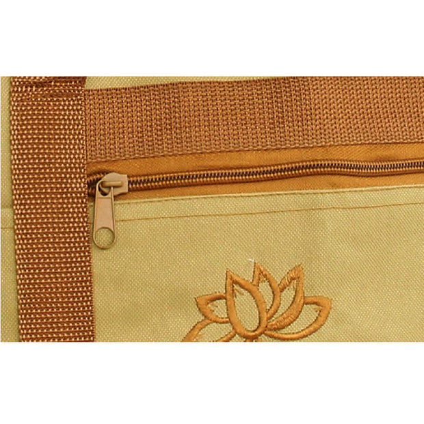 Buddha Stones Spiritual Mind Practice Lotus Embroidery Pattern Canvas Shoulder Bag Tote Bag Bag BS 5
