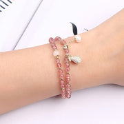 Buddha Stones Strawberry Quartz Money Bag Positive Charm Double Wrap Bracelet Bracelet BS 9