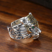 Buddha Stones Tiger King Protection Lucky Ring Ring BS 3
