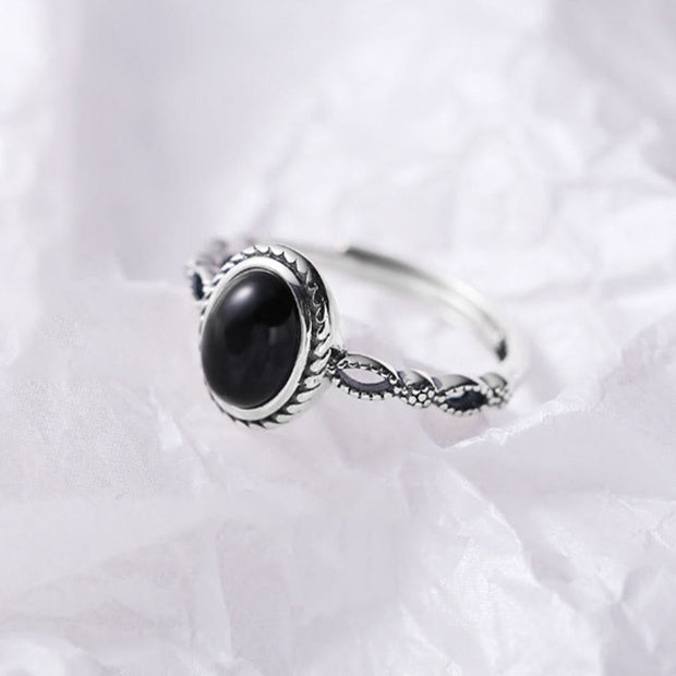 Buddha Stones 925 Sterling Silver Black Onyx Fortune Ring Ring BS 3