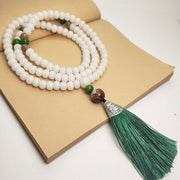 White Bodhi Seed Mala 108 Beads Protection Bracelet