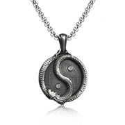 Buddha Stones Pure Tin Yin Yang Dragon Luck Strength Necklace Pendant Necklaces & Pendants BS Pendant&Common Chain