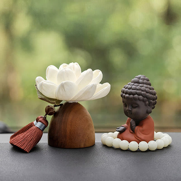 Buddha Stones Black Peach Wood Buddha Flower Calm Cure Decorations ...