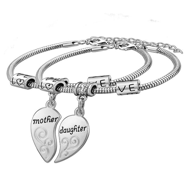 Buddha Stones 2pcs Matching Heart Mother Daughter Bracelets