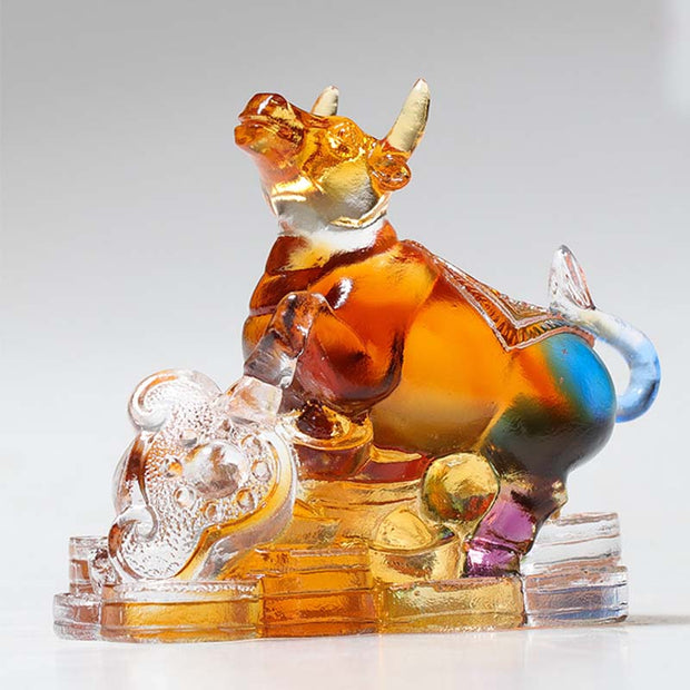 Buddha Stones Year of the Dragon Handmade 12 Chinese Zodiac Liuli Crystal Art Piece Protection Home Office Decoration Decorations BS 6