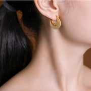Buddha Stones Crescent Moon Jade Prosperity Drop Earrings Earrings BS 3