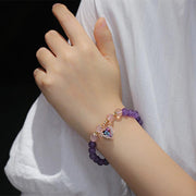 Buddha Stones Natural Amethyst Strawberry Quartz Crystal Fortune Bracelet Bracelet BS 3