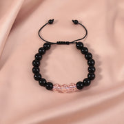 Buddha Stones Black Obsidian Luminous Glowstone Strength Bracelet Bracelet BS Pink