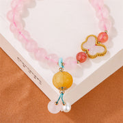 Buddha Stones Natural Pink Crystal Butterfly Pumpkin Love Bracelet Bracelet BS 3
