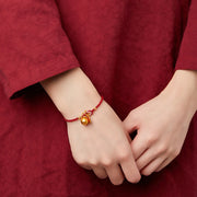 Buddha Stones Handmade Fu Character Charm Luck Happiness Bell Red Rope Bracelet Bracelet BS 8