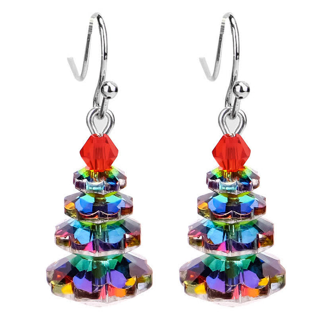 Buddha Stones Various Crystals Christmas Tree Amethyst Peace Healing Drop Earrings Earrings BS Colorful