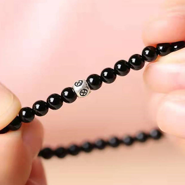 Buddha Stones Natural Black Obsidian Smoky Quartz Purification Strength Bracelet Bracelet BS 9