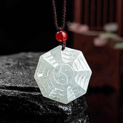 Buddha Stones Natural Jade Bagua Yin Yang Luck Necklace Pendant Necklaces & Pendants BS Jade (Prosperity ♥ Abundance)