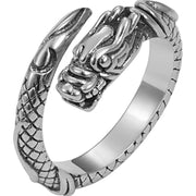 Buddha Stones Retro Dragon Auspicious Cloud Luck Protection Adjustable Ring