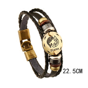 12 Constellations of the Zodiac Hematite Leather Charm Bracelet (Extra 30% Off | USE CODE: FS30) Bracelet BS 10