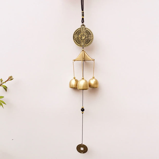 Buddha Stones Blessing Letter Elephant Bagua Auspicious Coin Wall Hanging Chime Bell Handmade Home Decoration Decorations BS 8