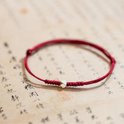 Buddhastoneshop 925 Sterling Silver Luck Bead Protection Red String Braided Bracelet