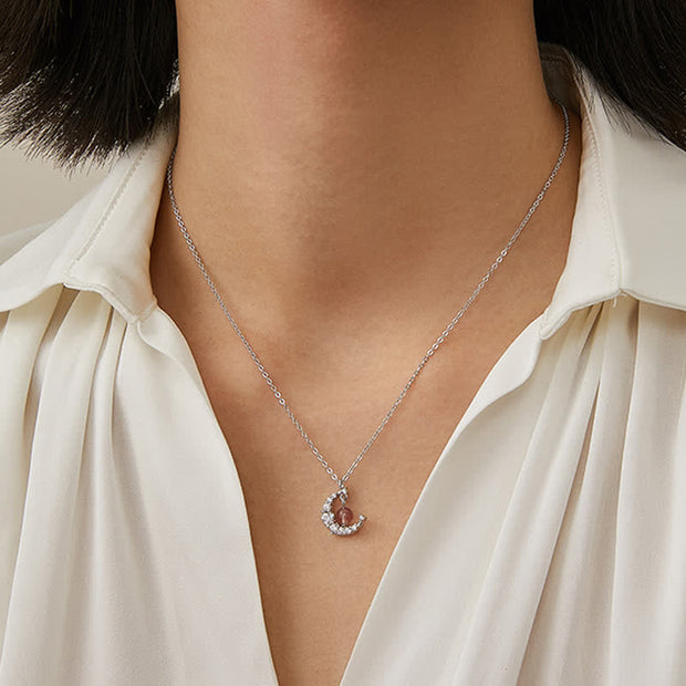 Buddha Stones Strawberry Quartz Blue Crystal Love Healing Necklace Necklaces & Pendants BS 6