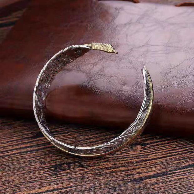 FREE Today: Feather Pattern Carved Luck Wealth Cuff Bracelet Bangle FREE FREE 8