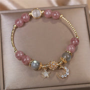 Buddha Stones Strawberry Quartz Moonstone Moon Star Love Bracelet Bracelet BS 1