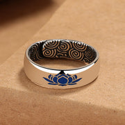 Buddha Stones Tibetan Blue Lotus Auspicious Clouds Copper Enlightenment Ring Ring BS 1