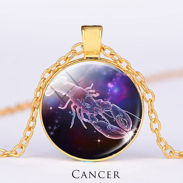 12 Constellations of the Zodiac Moon Starry Sky Protection Blessing Necklace Pendant Necklaces & Pendants BS Gold Cancer