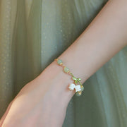 Buddha Stones Green Jade Bead Lily of the Valley Prosperity Chain Bracelet Bracelet BS 3