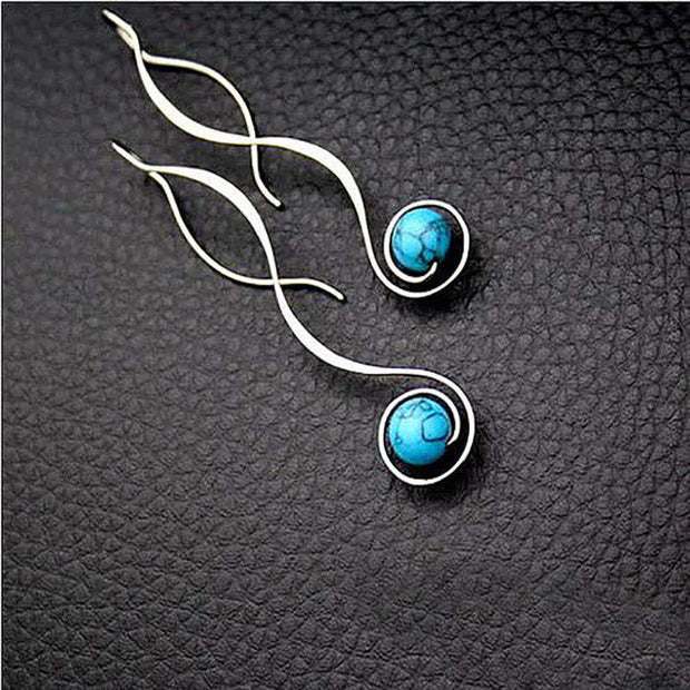 Buddha Stones Vintage Turquoise Bead Positive Love Drop Earrings Earrings BS 1
