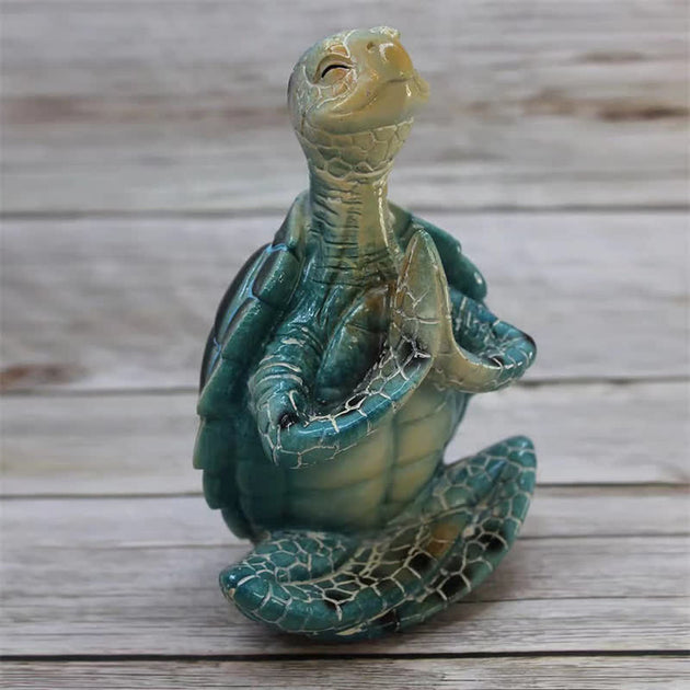 Buddha Stones Tibetan Yoga Meditating Turtle Wisdom Resin Statue Decor ...