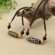 Buddha Stones Tibetan Nine-Eye Dzi Bead Protection Blessings String Necklace Pendant Necklaces & Pendants BS 1
