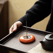 Buddha Stones Persimmon Ceramic Meditation Healing Incense Burner Incense Holders Incense Burner BS 2