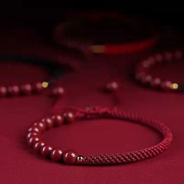 Buddha Stones Natural Cinnabar King Kong Knot Blessing String Bracelet Bracelet BS 5