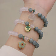 Buddha Stones White Agate Jade Lotus Flower Peace Buckle Protection Bracelet Bracelet BS 1