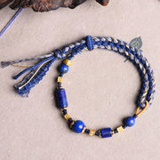 Buddha Stones Handmade Natural Lazurite Bead Positive Rope Bracelet