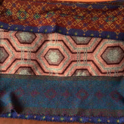 Buddha Stones Tibetan Shawl Brown Blue Red Geometric Shapes Pattern Winter Cozy Travel Scarf Wrap