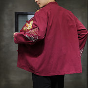 Buddha Stones Dragon Auspicious Cloud Embroidery Clothing Chinese Tang Suit Jacket Men Clothing