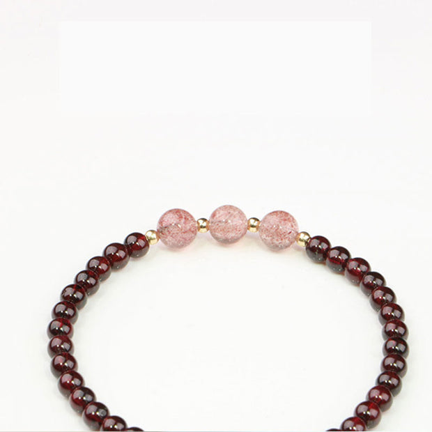 Buddha Stones Natural Garnet Strawberry Quartz Calm Bracelet Bracelet BS 10