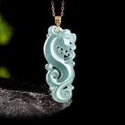 Buddha Stones 18K Gold Plated 925 Sterling Silver Year of the Dragon Jade Abundance Necklace Pendant Necklaces & Pendants BS 3