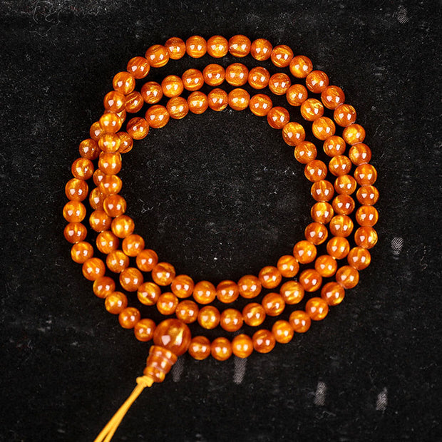 Buddha Stones Golden Sea Willow Success Positive Bracelet Mala Bracelet BS 6*108mm