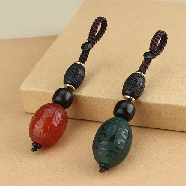 Buddha Stones Red Agate Green Agate Confidence Calm Key Chain Key Chain BS 1