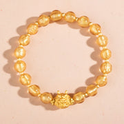 Buddha Stones Year of the Dragon Gold Foil Liuli Glass Bead Luck Bracelet