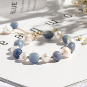 Buddha Stones Natural Blue Aventurine Crystal Pearl Bead Healing Bracelet Bracelet BS 1