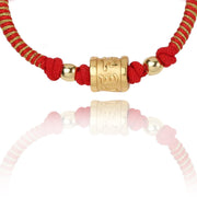 Buddha Stones Handmade 999 Sterling Silver Tibetan Golden Om Mani Padme Hum Engraved Luck Connection Braided Bracelet