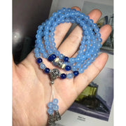 Buddha Stones 108 Beads Blue Crystal Healing Bracelet Mala Mala Bracelet BS 9