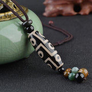 Buddha Stones Nine-Eye Dzi Bead Wealth Protection Necklace Necklaces & Pendants BS 2